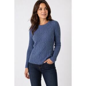 Blue Ribbed Knit Sweater Long Sleeve Crew Neck Medium